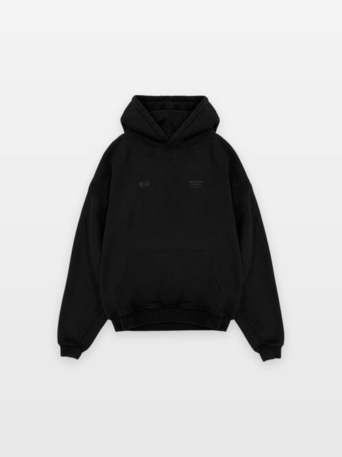 DUAL CODE HOODIE BLACK - BOXY FIT